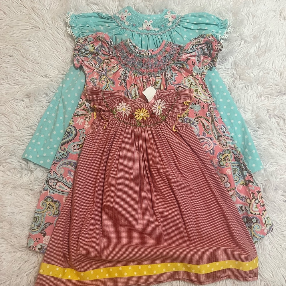Casual Pink and Blue Sundress with Puff Sleeves